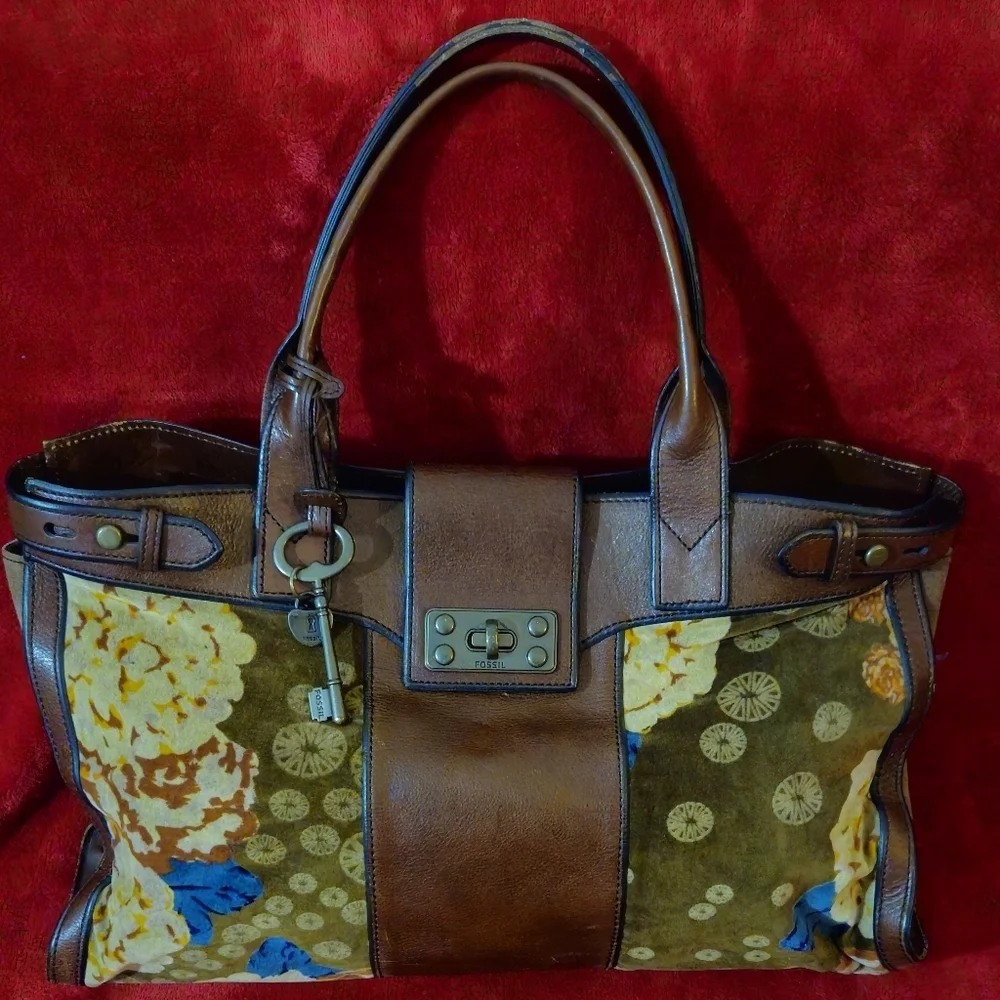 Fossil Vintage Rare Reissued Weekender Brown and Multicolor Satchel - Picture 1 of 16